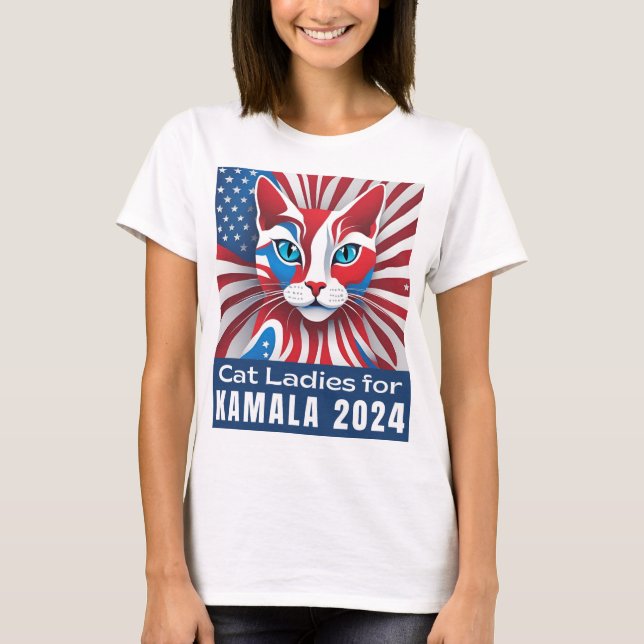 Camiseta Cat Ladies para Kamala 2024 Democrata (Frente)