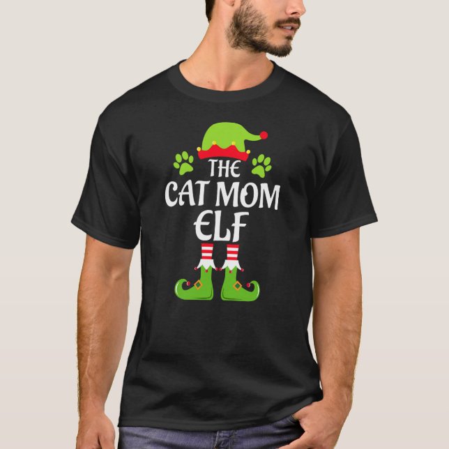 Camiseta Cat Lady Elf Matching Family Group Christmas Party (Frente)