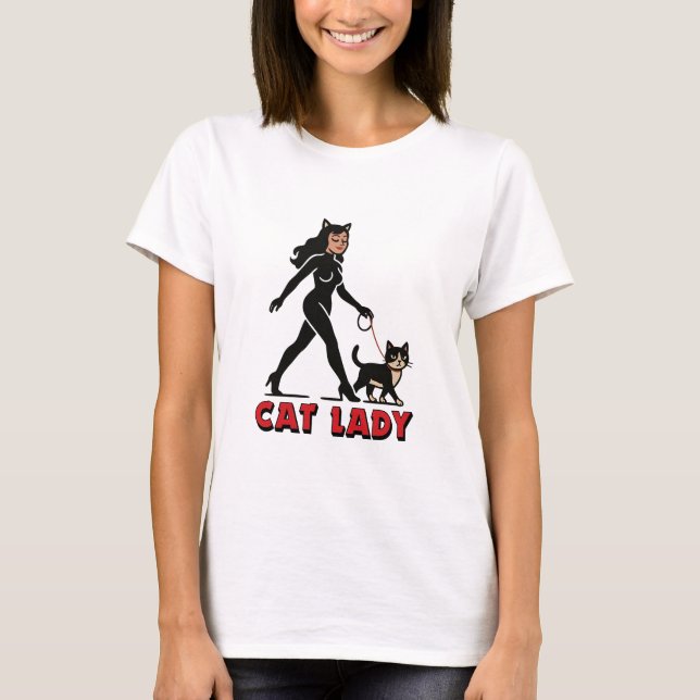 Camiseta Cat Lady - Tuxedo Cats Lover - Comic Art Graphic (Frente)