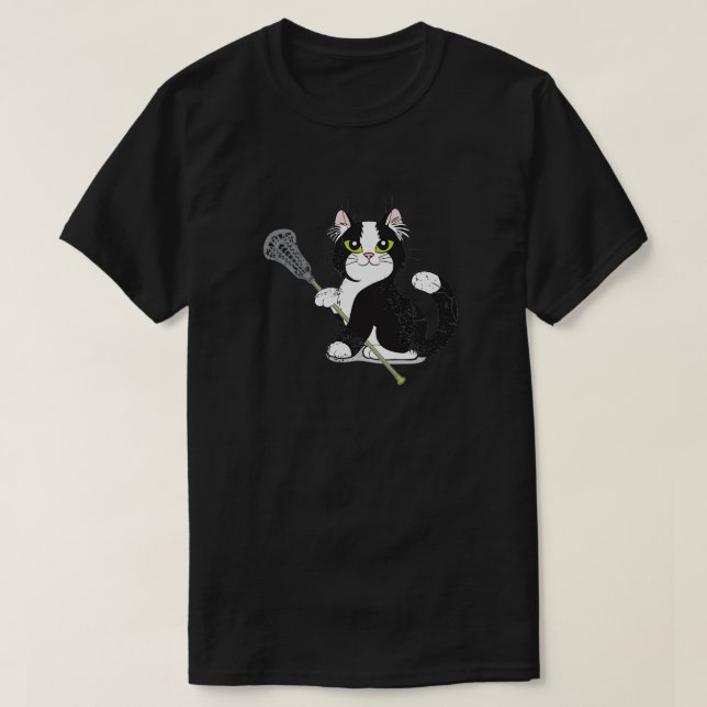 Camiseta Cat LAX Lacrosse, equipe de meninas para homens, m (Frente do Design)