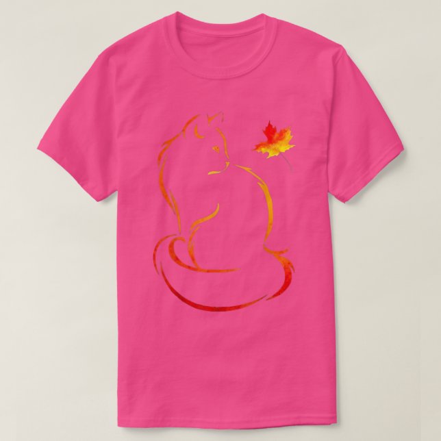 Camiseta Cat Leaf Fall Hello Autumn (Frente do Design)