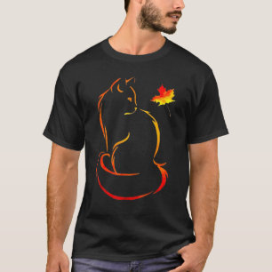 Camiseta Cat Leaf Fall Hello Autumn Para Gatinhos Cons