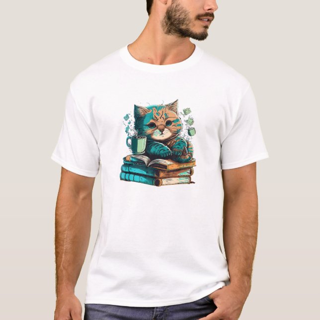 Camiseta Cat Lendo um livro (Frente)