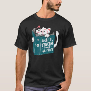 Camiseta Cat Lendo Um Livro Como Treinar Seu Engraçado Huma