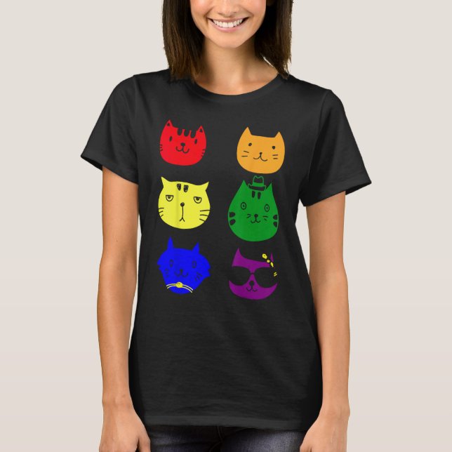 Camiseta Cat LGBT Flag Gay Pride Transgender Rainbow Lesbia (Frente)