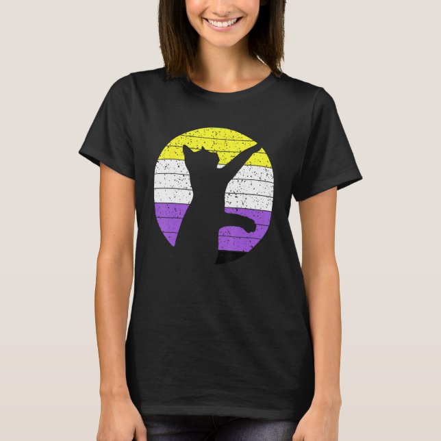 Camiseta Cat LGBT Nonbinary Flag Kitten Non Binary LGBTQ Ga (Frente)