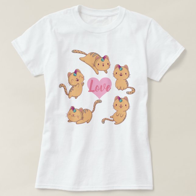 Camiseta Cat Love T-Shirt (Frente do Design)