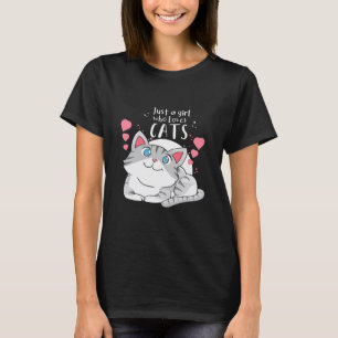 Camiseta Cat Lover Apenas Uma Menina Que Ama Gato