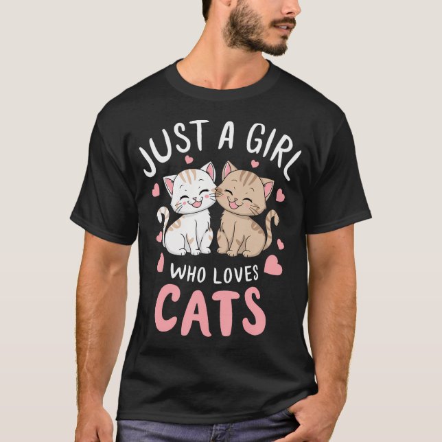 Camiseta Cat Lover Apenas Uma Menina Que Ama Gatos (Frente)
