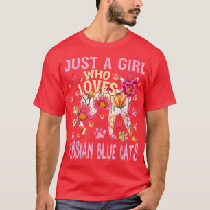 Camiseta Cat Lover Apenas Uma Menina Que Ama Gatos Azuis Ru