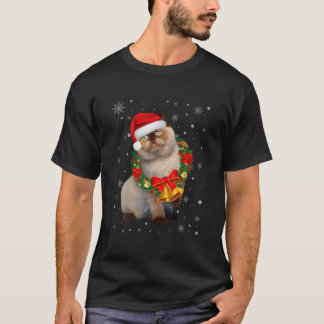 Camiseta Cat Lover Funny Himalayan Árvore Natal Luz