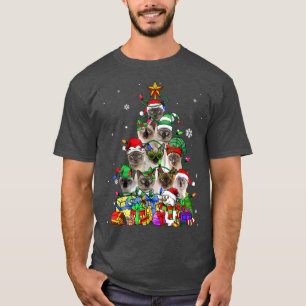 Camiseta Cat Lover Funny Siamese Tree Christmas Light 