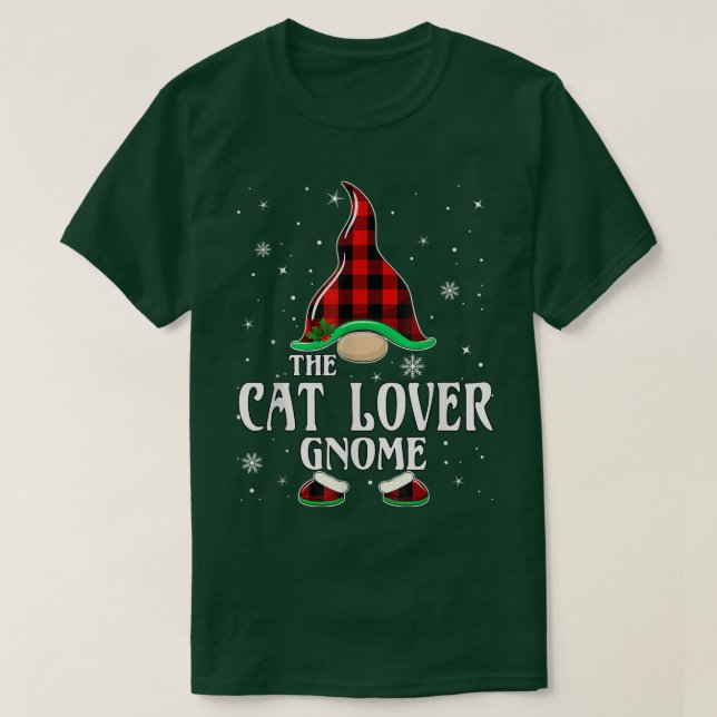 Camiseta Cat Lover Gnomo Xadrez Buffalo Correspondente Famí (Frente do Design)