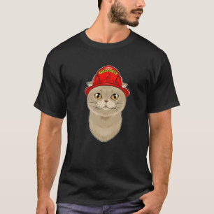 Camiseta Cat Lover I Fireman Cat I Firefighter Scottish Fol