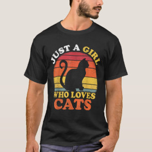 Camiseta Cat Lover Vintage Apenas Uma Menina Que Ama Gatos