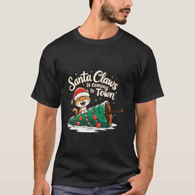 Camiseta Cat Lovers Papai Noel Natal Humor Festivo Hol (Frente)