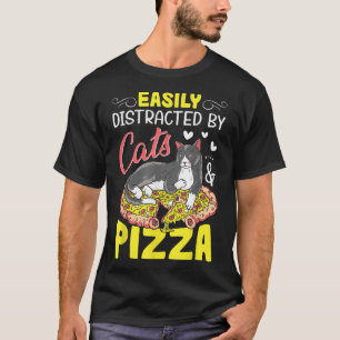 Camiseta Cat Lovers Pizza Alavanca Facilmente Distraídos Po