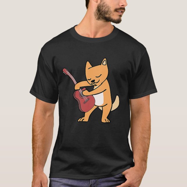 Camiseta Cat Loves Musical Instruments Plays Guitar (Frente)