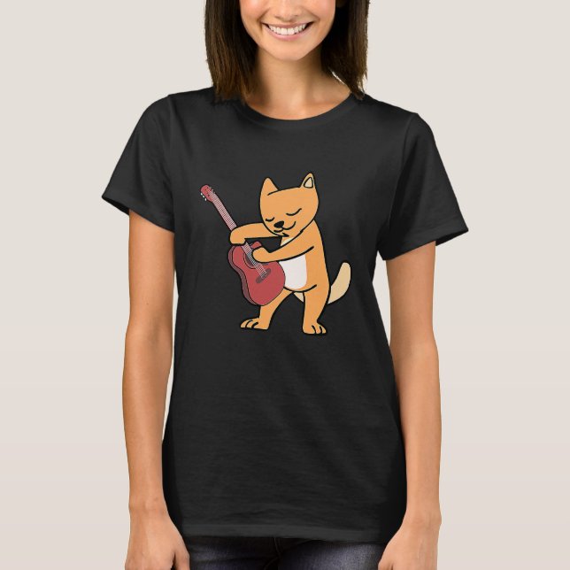 Camiseta Cat Loves Musical Instruments Plays Guitar (Frente)