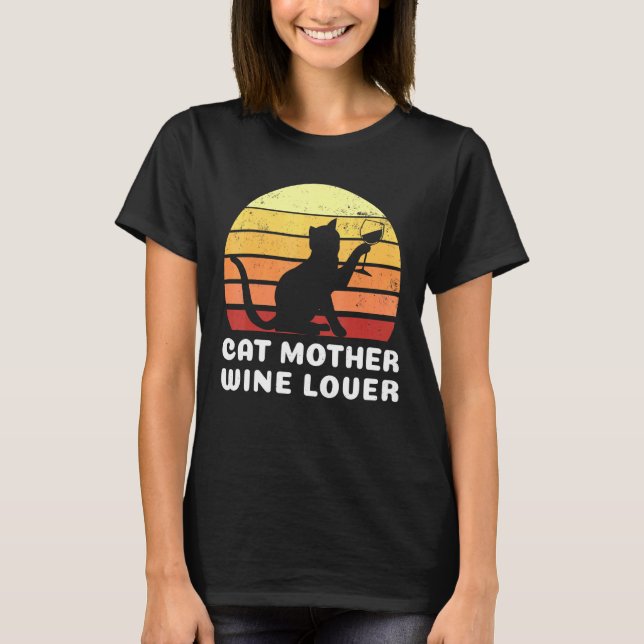 Camiseta Cat Madre Wine Vino Cat Proprietária Mãe Mãe (Frente)