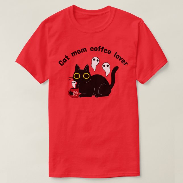 Camiseta Cat Mãe Amor de café Cat Black Design (Frente do Design)