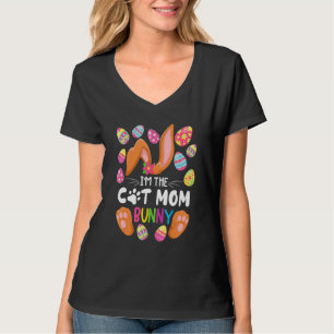 Camiseta Cat Mãe Bunny I Festa de Páscoa de Festa de Corres