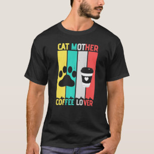 Camiseta Cat Mãe Café, gato engraçado mãe Retro Vintaeg