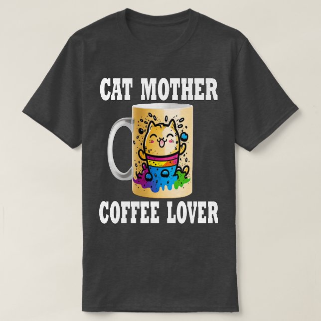 Camiseta Cat Mãe Café Lover 156 (Frente do Design)