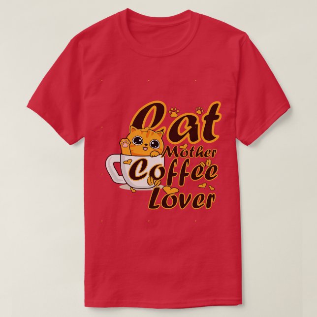 Camiseta Cat Mãe Café Lover 317 (Frente do Design)