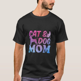 Camiseta Cat Mãe e Cachorro Mamã Gato e Cachorro Mãe