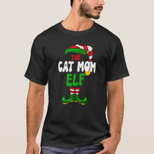 Camiseta Cat Mãe Elf Pajama Correspondente Grupo Natal Holi