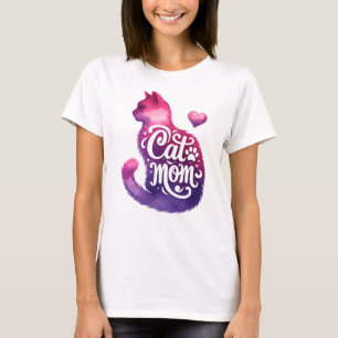 Camiseta Cat Mãe Gatinho Rosa Gatinho Gatinho Mãe
