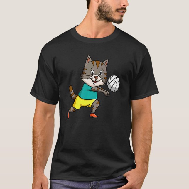 Camiseta Cat Mãe Gato de Pai de Voleibol Gatinho Gatinho (Frente)