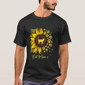 Camiseta Cat Mãe Girassol Engraçado Gato Mamãe Dons