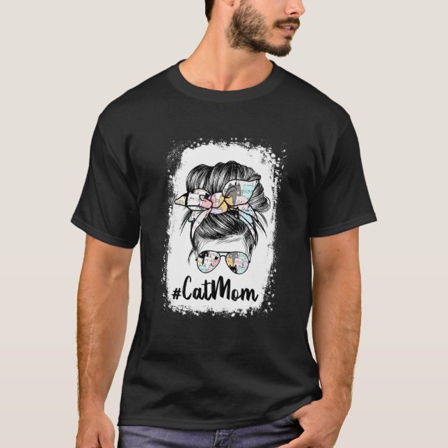 Camiseta Cat Mãe Mensagem Patas de Cabelo Arroado Yello Ban (Frente)