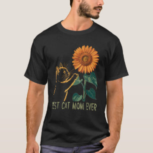Camiseta Cat Mãe Verão Gato Pasta De Girassol E Gato E