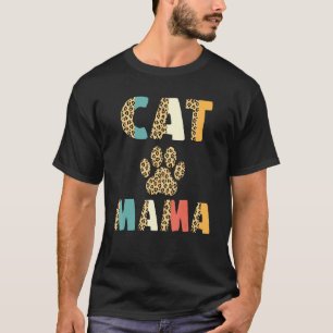 Camiseta Cat Mama Cat Paw Cat Mãe Meia Leopardo Imprime Mul