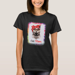 Camiseta Cat Mamãe Adora Rapariga Pai Ie Dye Bleach Ed