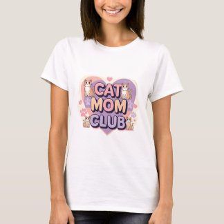 Camiseta Cat Mamãe Club - Estilo Retro Bonito T-Shirt Femin