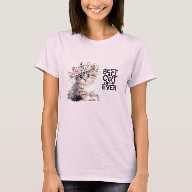 Camiseta Cat Mamãe Tee (para os amantes dos gatos) (Frente)