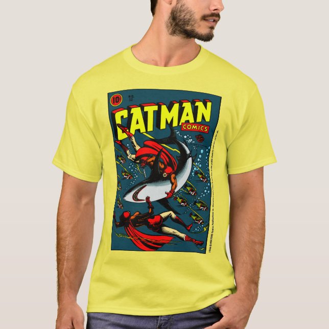 Camiseta CAT-MAN Comics dos anos 1940 (Frente)