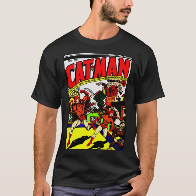 Camiseta CAT-MAN Comics dos anos 1940 (Frente)