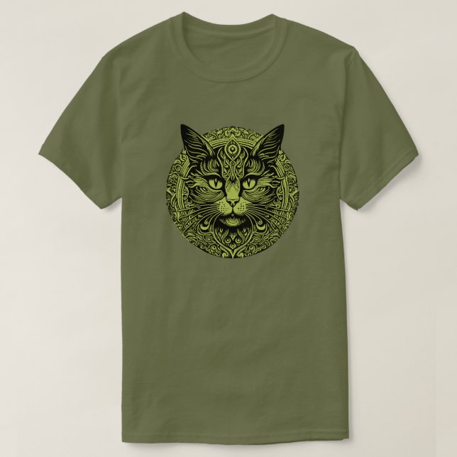 Camiseta Cat Mandala T-Shirt (Frente do Design)
