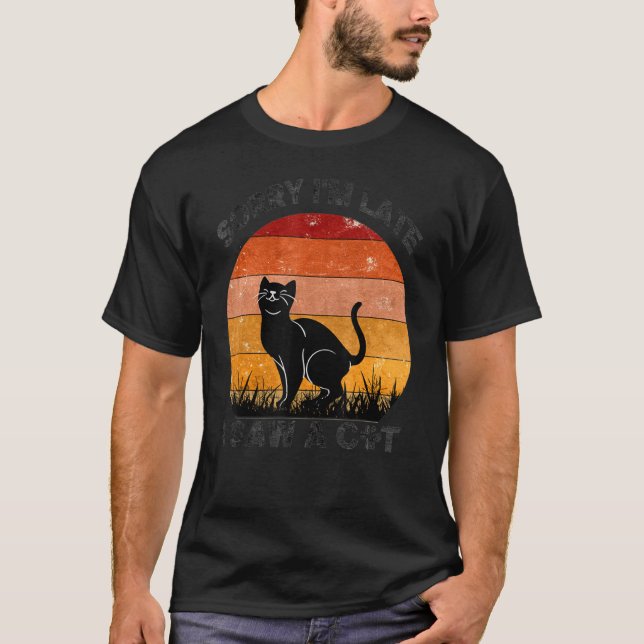 Camiseta Cat Me Desculpe Por Chegar Atrasado Eu Vi Um Gato  (Frente)