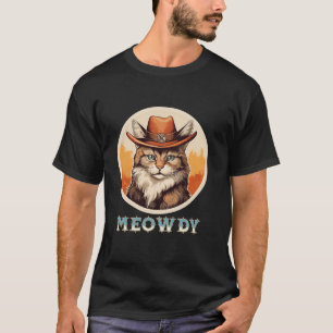 Camiseta Cat Meme Meowdy Engraçado Mashup Entre Meow Howdy