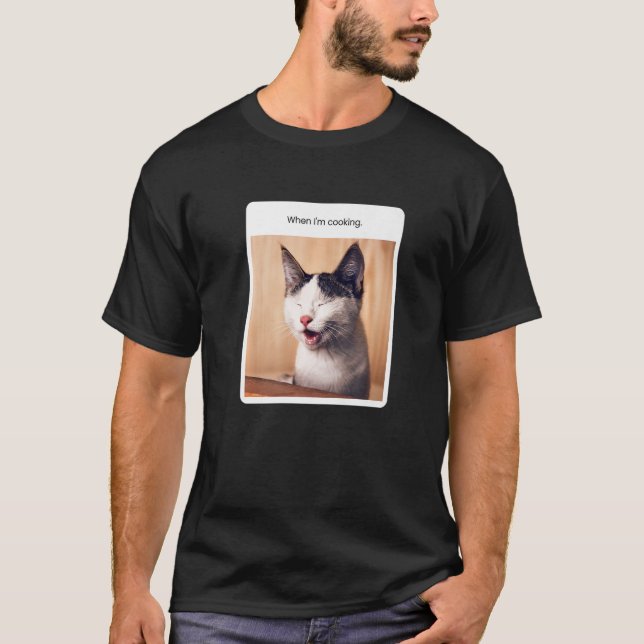 Camiseta Cat Meme quando sou dono do restaurante Cozinhar (Frente)