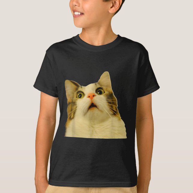 Camiseta Cat Meme Shock Cat Face Funny Meme Cat Silly Gift  (Frente)