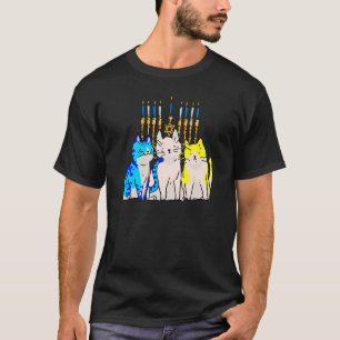 Camiseta Cat Menorah Hanukkah Cute Kitten Chanukah judeu H