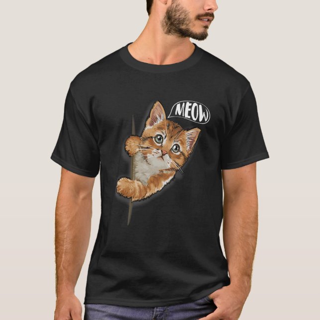Camiseta Cat  Meow Kitty  Cats Mom And Cat Dad Pet (Frente)