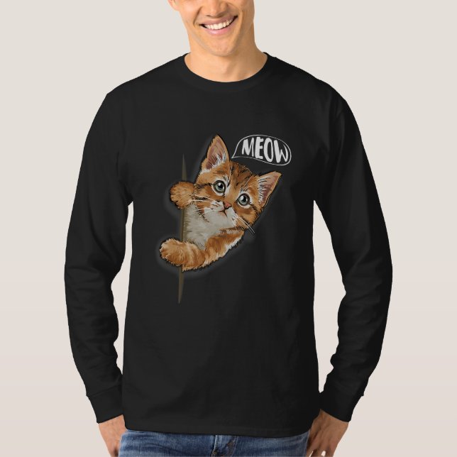 Camiseta Cat  Meow Kitty  Cats Mom And Cat Dad Pet (Frente)
